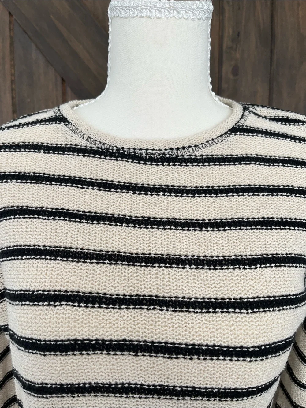 Zara Striped Knit Sweater Small Black Cream Breton French Girl Lightweight